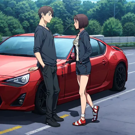 <lora:RenSaionji001:0.7>,2 people,
RenSaionji,1girl,and,1boy,
BRKAE,
AE86,car,