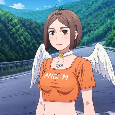 <lora:MoeHamasaki001:0.7>,solo,
MoeHamasaki,1girl,
heart choker,
angel wings,crop top,midriff,
elbow gloves,