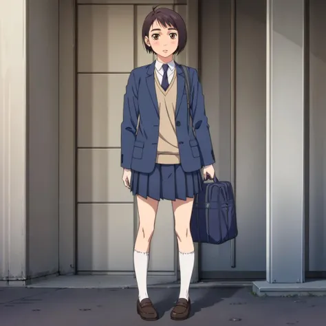 <lora:RenSaionji001:0.7>,
RenSaionji,1girl,
school uniform,blazer,collared shirt,necktie,sweater,
pleated skirt,
socks,shoes,
school bag,
full body,