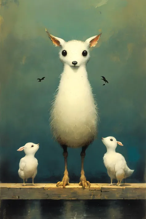 masterpiece,best quality,<lora:tbh161-:0.7>,illustration,style of  Shaun Tan, animals