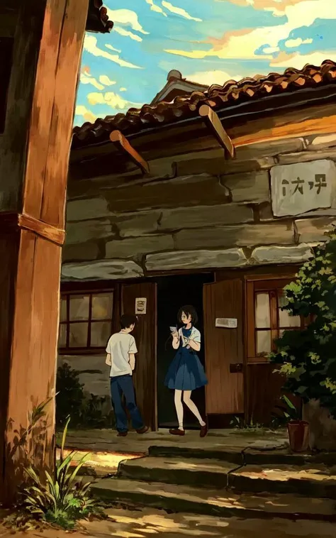 When their father dies in a tragic accident, Komura Raito, a high school student, and Makoto, an elementary school student, are left without their last living relative, and are told a desperate truth: their father had borrowed money against their house. They need to move out of their familiar home as soon as possible, so they search the house for anything of value.
ãThey find only a small amount of cash, an empty bank book, some jewelry, a deed to the house, and a document written in strange script. The mysterious document was signed by his grandfather, but the contents were unreadable, and the only thing they could rely on was the business card of a lawyer that was tucked inside.
ãThey call the phone number on the card, their last hope, and are stunned when the lawyer arrives and tells them the contents of the contract. It was to give the land and buildings in "Otherworldly Truss," left to them by their grandfather, to his grandson. Of course, they would have to go there to receive their inheritance. The siblings have nothing else to rely on, so they take the plunge and go to another world to start a new life., +++ extremely quality, high detailed, anime coloring illustration game cg contrapposto <lora:_flat2:0.3:lbw=ALL> ++ Faint lips,UC:realistic cute anime face cinematic angle Girl at the front single focus dynamic pose