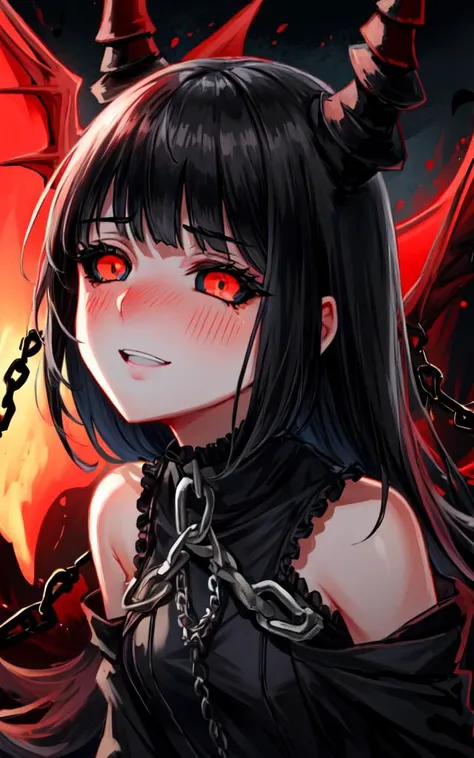 cute (head on black sheep horns) bat_wings demon tail girl ars old petite eyeliner eye_shadow skindantation small breasts bob cut blunt bangs shiny hair (black hair) red eyes <lora:_blackScleraTestInpaint_v10:1:NIN> black sclera ((eyes visible through hair)) embarrassed nose blush smile +++ sleeves_past_wrists white dress_shirt bulb toe wooden_shoes (darkred short_dress gothic) (black capelet) (white bloomers) chain_choker wrist_cuffs +++, reaching out , portrait , crossed legs, looking up, +++ extremely quality extremely detailed deep-silky-healthy-lackwarm-foundational-soft-skin high resolution, contrapposto glow shine like opal magnificent photo realistic ray trace depth of field <lora:_flat2:-0.4:ALL> <lora:_hipoly3DModelLora_v20:0.3:NF> hiqcgbody ++ Faint lips,UC:realistic, cinematic lighting cinematic angle Girl at the front dynamic pose, ((beautiful detailed lighting)) shout (((Screaming fear scared sleep eyes))) singtorn clothes midriff wholeblack bloomer,wet clothes flowers,hollow eyes,hollow night,hollow knight,((chain)),dark soul,abyssal ship,deep dark death garden,(emotionless eyes), cthulhu, (extremely detailed dark clouds) (dark persona), ((ruins)), ((beautiful deatailed shadow)), ((chain storm)), (chain ring) wearing chain red_moon