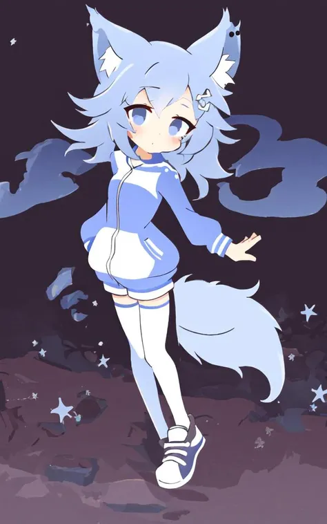 pencil style monochrome:2 sketch, kawaii petite minor 1girl eyeliner skindantation (a mole under the right eye) medium breasts (eyes visible through hair) +++, pink track suit thighhighs platform sneakers, +++
indigo eyes,
dark sky blue hair,
medium hair ,
hair spread out,
wavy hair ,
hair between eyes,
hair flaps ,
pupils sparkling,
blush ,
head_tilt standing
+++, wolf ears, wolf tail, wolf legs fluffy:2 furry beastman, sketch manga style traditional media croquis colored pencil (medium)
