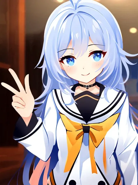 best quality, high detailed, Faint lips,UC:realistic, cinematic lighting kawaii cute 1girl vermilion hair black eyes, seductive seductive smile school_Uniform upperbody dynamic pose
