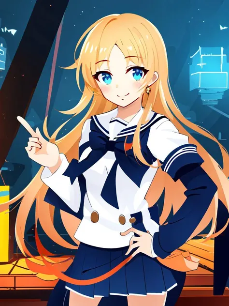best quality, high detailed, Faint lips,UC:realistic, cinematic lighting kawaii cute 1girl amber hair turquoise eyes, seductive smile school_Uniform upperbody dynamic pose