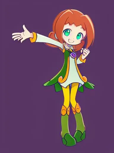 <lora:ally:0.8> kawaii ally cute 1girl, green eyes, purple pendant, light brown hair, medium hair, yellow pantyhose, green dress, lightgreen shirt, green boots naughty smile style parody