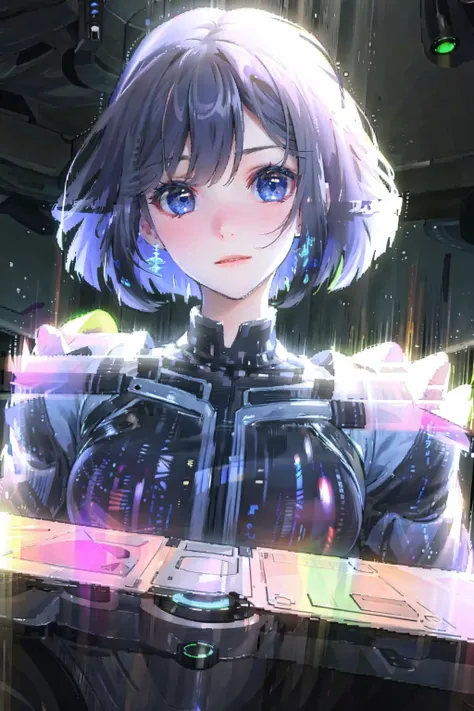 natural lighting, soft lighting, HDR (High Dynamic Range), Maximum Clarity And Sharpness, Multi-Layered Textures,
1girl, HologramCzar, (cyberspace background, hologram projector), (hologram, translucent, translucent body, chromatic aberration, glowing), 
beautiful face, detailed eyes, detailed face,
<lora:Hologram-v1:1.3>
