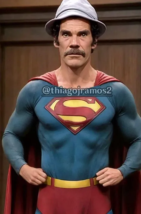 s3um4dru64 wearing a hat,Superman outfit inside Fortress of Solitude Style,<lora:s3um4dru64:0.8>,<lora:Superman SD1.5:0.4>,<lora:Fortress of Solitude Style SD1.5:0.8>,<lora:Elixir:0.6>,<lora:more_details:0.7>,