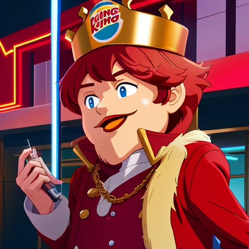 (2d digital painting:1.3), (80s anime style) <lora:ARWBurgerKingMascot:0.8> The burgerking mascot ordering corporate goons, <lora:Elixir:1>, neon lighting, (caustics:1.3), (highly detailed, high quality:1.3)