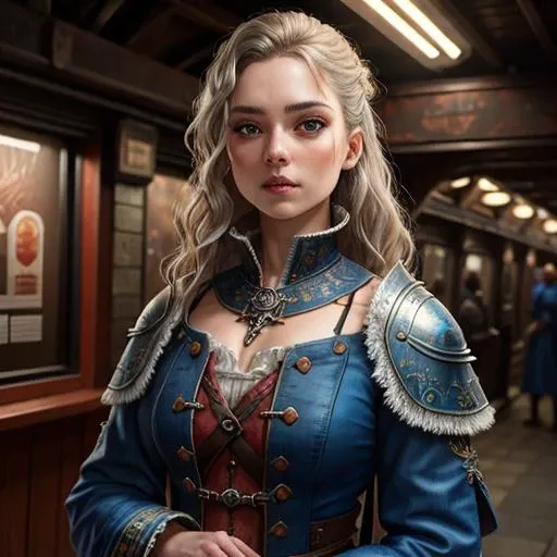 spooky, masterpiece, (insanely detailed, beautiful and aesthetic:1.2), weathered pirate sailor outfit, best quality, award winning photography, intricate, (digital painting:1.1), sharp focus, ((ultra realistic)), ruby in a lush blue subway station with flowers and birds, (analog style:1.3), HDR, (handsome:1.6, (Best quality, best quality)), workbench, Studio Ghibli, scenery, (highres), <lora:Elixir:1>, modelshoot style, silver halmet, pale skin, sheath, highly detailed, noble dress