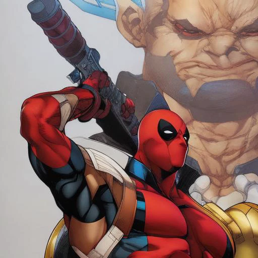 evang, Deadpool by artgerm, krenz cushart, masterpiece, extremely detailed