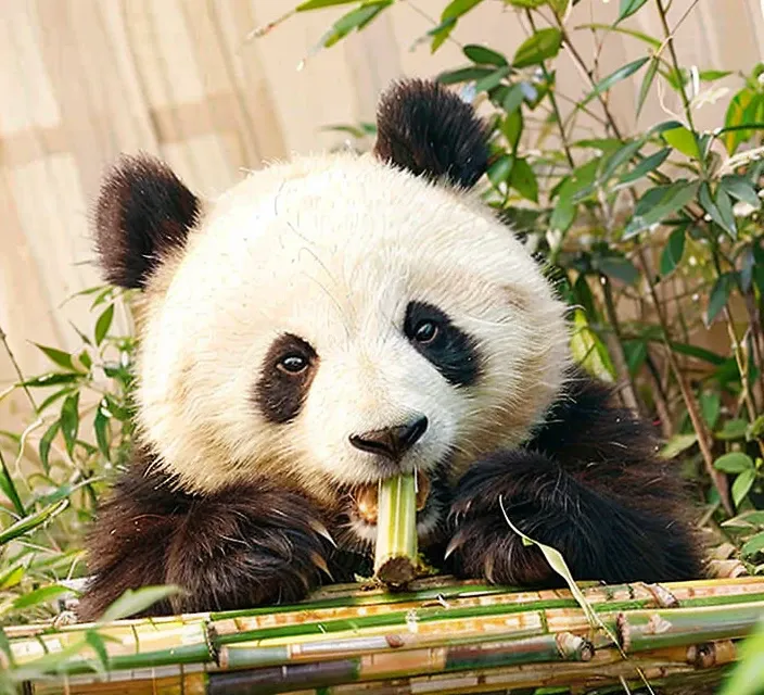 RAW, analog, masterpiece, leica_style, panda_tm, 1panda, <lora:pandaTm_v10:0.8>, ,A panda eating bamboo in bamboo forest