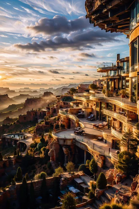 <lora:jianzhu:0.9>,extreme detail,buidling,no humans,scenery,outdoors,(canyon:1.2),cliff,a villa perched on a cliff,high cliff,modern architecture,the setting sun,the glow of the setting sun,burning clouds in the sky,super wide angle lens,photorealistic,film noise,<lora:XSArchi_127:0.2>,<lora:aki:0.5>,<lora:LAS:0.3>,