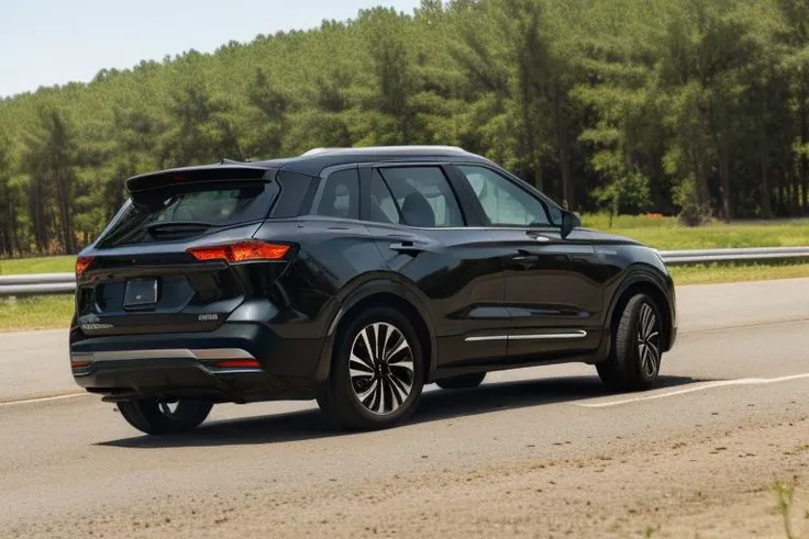 A perfect photo of a Lincoln SUV driving on the highway