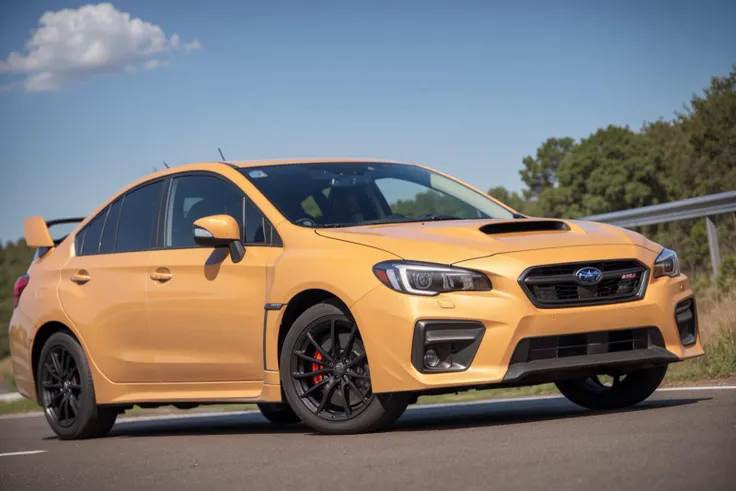 A perfect photo of a subaru wrx driving on the highway