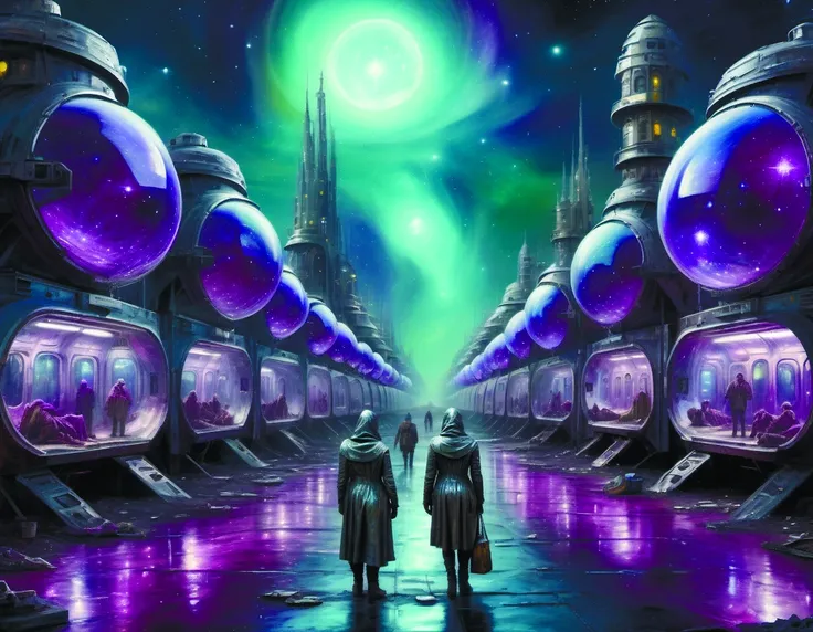 thousands of clones of a homeless woman,dystopian slums,vibrant,fantasy,station,oil painting,concept art sharp focus DonMC3l3st14l3xpl0r3rsXL style<lora:DonMC3l3st14l3xpl0r3rsXL-000007:0.8>