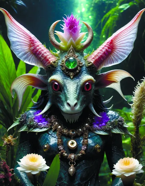 ultra-detailed and realistic close portrait RAW photo of cute little tractablegrown swamp magical jungle demonic creature Baphomet fish elemental,flower punk,flowerpunk,greg rutkowski inspired,(Dadaist:1.21) (collage:1.21) photorealism,frostbite 3 engine,cryengine <lora:add-detail-xl:1.4> <lora:DonMC3l3st14l3xpl0r3rsXL-000007:0.8>,DonMC3l3st14l3xpl0r3rsXL style