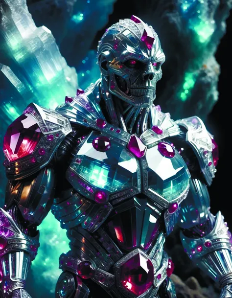 a majestic fantasy golem made of crystals,rubies and diamonds. d & d. shining surfaces. monstrous creature. in front of an iridescent cave background. white to cyan gradient. high details. 4 k. digital. by peter mohrbacher,photorealistic <lora:add-detail-xl:1.6> crystalz <lora:crystalz-sdxl:0.7> DonMC3l3st14l3xpl0r3rsXL <lora:DonMC3l3st14l3xpl0r3rsXL-000007:0.6>