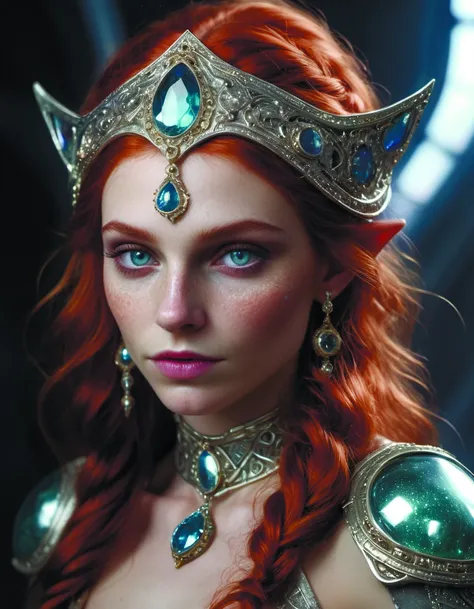 alluring highly detailed close-up portrait of beautiful elf girl with red hair wearing a fantasy outfit,very detailed,realistic,thomas kindkade,alphonse mucha,loish,norman rockwell J,<lora:add-detail-xl:1.6>,DonMC3l3st14l3xpl0r3rsXL <lora:DonMC3l3st14l3xpl0r3rsXL-000007:0.8>,by diegocr