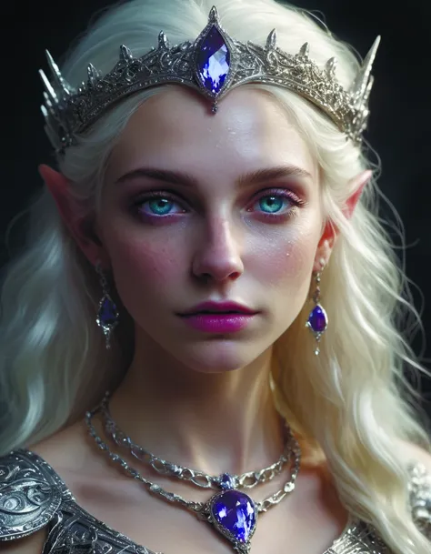 portrait of very gorgeous elf,thorn crown,headshot,pale skin,4k,rule of thirds,extreme detail,detailed,trending,hd,fantasy,D&D,realistic lighting,sharp focus,backlit,bright white hair,elegant,<lora:add-detail-xl:1.6>,by diegocr,DonMC3l3st14l3xpl0r3rsXL <lora:DonMC3l3st14l3xpl0r3rsXL-000007:0.8>