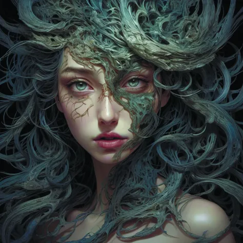 face shredded like paper as skin peeling,dark,surreal,illustration,by ally burke on fantastical animal painting,(greg rutkowski) ((kan liu jeong)),2 tones octane beautifully detailed render,studio lighting a painting portrait of <lora:MindWarp:0.8> <lora:add-detail-xl:1.6> DonMn1ghtm4reXL <lora:DonMn1ghtm4reXL:0.6> DonMC3l3st14l3xpl0r3rsXL <lora:DonMC3l3st14l3xpl0r3rsXL-000007:0.5>