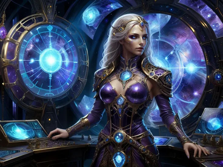 <lora:AetherPunkAI:.6> AetherPunkAI <lora:DonMC3l3st14l3xpl0r3rsXL:.6> DonMC3l3st14l3xpl0r3rsXL fantasy Woman tactician overseeing an aetheric control room (Highly detailed, amazing, Impressive lighting, vibrant colors, Ultra Realistic, High quality, Highly detailed, trending on artstation, intricate detailed background
:1.2)