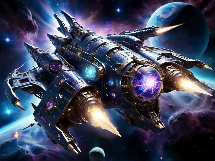 <lora:AetherPunkAI:.6>  AetherPunkAI <lora:DonMC3l3st14l3xpl0r3rsXL:.6> DonMC3l3st14l3xpl0r3rsXL fantasy Aether-powered battlecruisers engaging in interstellar warfare   (Highly detailed, amazing, Impressive lighting, vibrant colors, Ultra Realistic, High quality, Highly detailed, trending on artstation, intricate detailed background
:1.2)