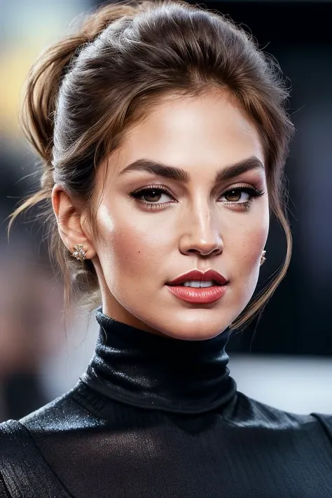Olivia Culpo dressed in sexy architect clothes with painted lips and smiling