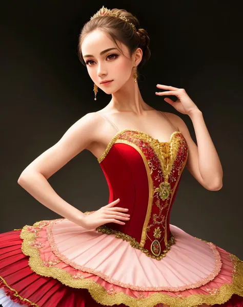 Masterpiece, absurdres,HDR ,highly detailed eyes and face, Primaballerina_tutu, a woman in a ballgown is posing for a picture ,wearing a Primaballerina_tutu, wearing a ballgown, cowboy shot<lora:ballgownBallerina:0.7>