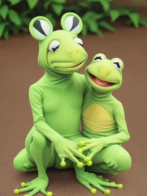 Kermit the Frog, Frog costume B, <lora:Kojimbomber-Frog-costume:1.00>