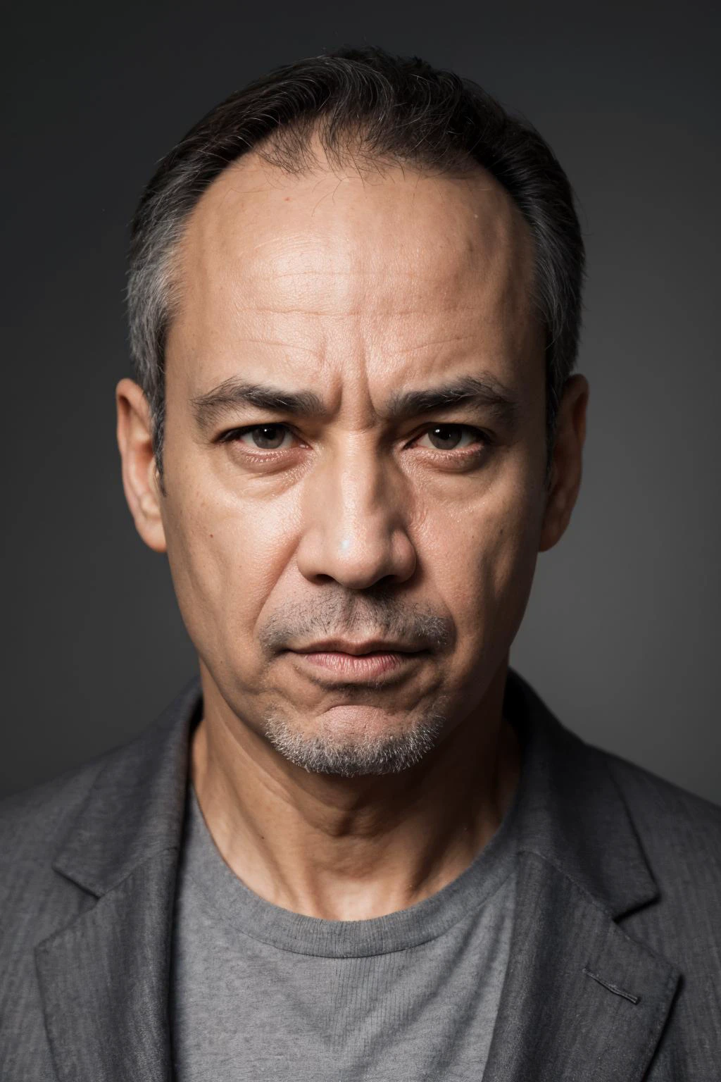 Man, age 46 years old, serious, portrait, linkedin, grey background