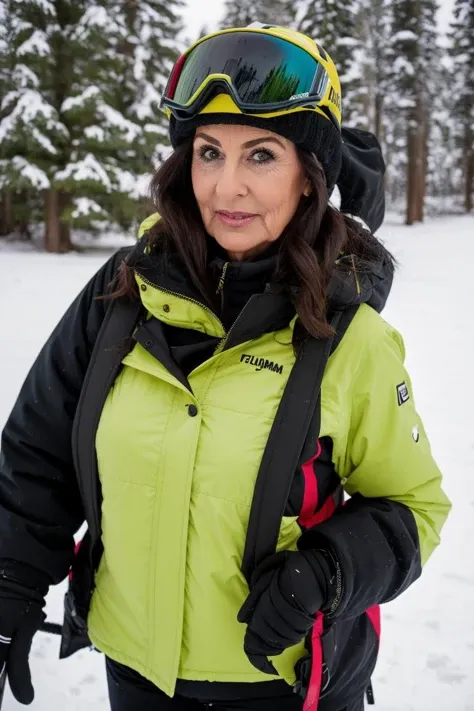 <lora:mona:1>,mona,gilf,skiing clothes, Fujifilm X-T3,1/1250sec at f/2.8,ISO 160,84mm,RAW photo,Uplight,wide shot,ideal face template,film grain,distance from camera,RAW Photo, DSLR,