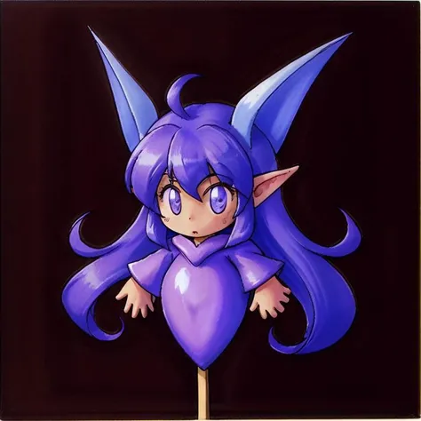 <lora:Mana Spirit Concept Art V1-000010:0.5> snes_concept_art, mana spirit, elemental, dark background, Lollipop elemental, on stick, candy with eyes, pointy ears, highest quality, highest quality visuals, highest details,
