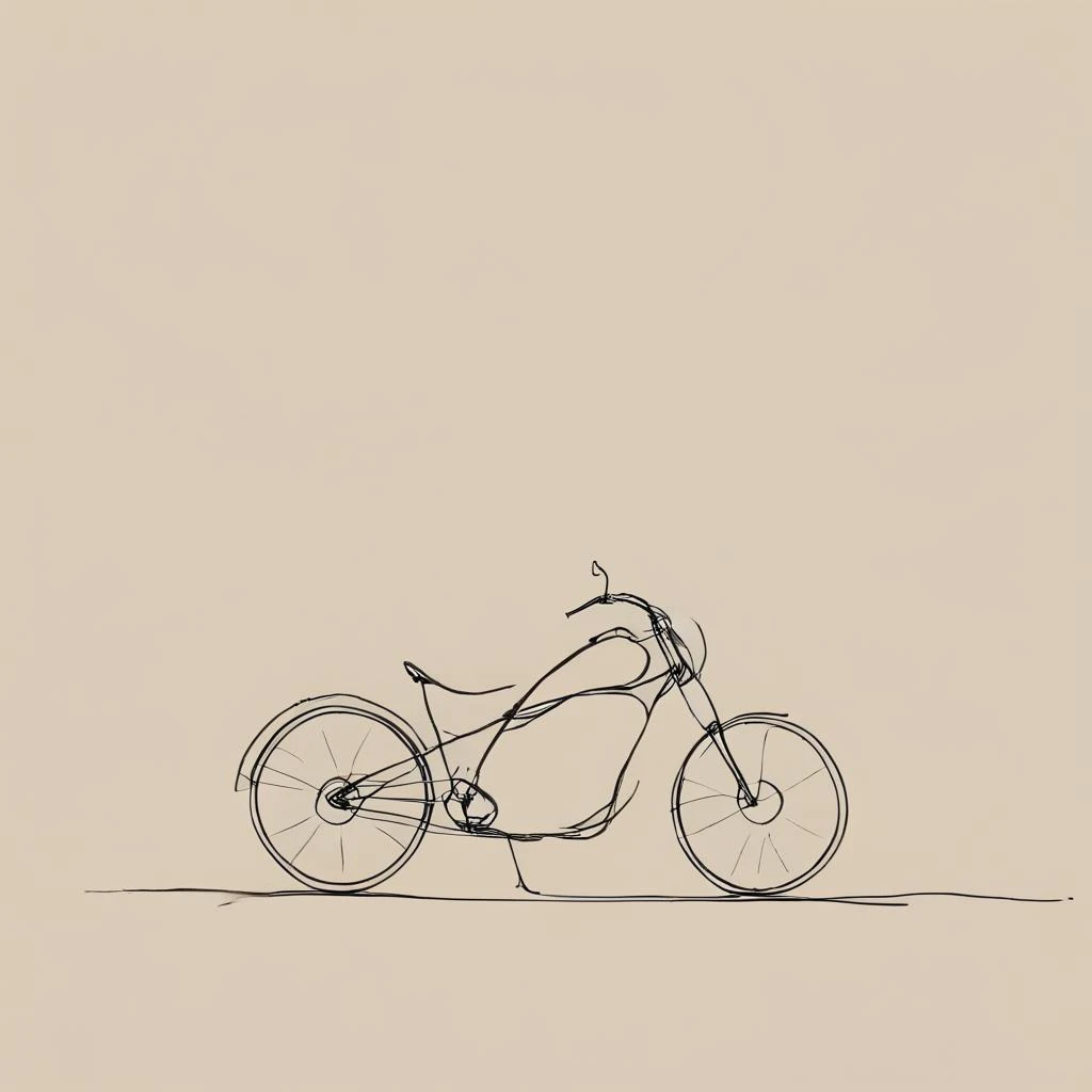 <lora:The_Line:1> style simple drawing of a motorbike, bicycle, illustration, drawing, <lora:BikeMaker_2_XL:1>
