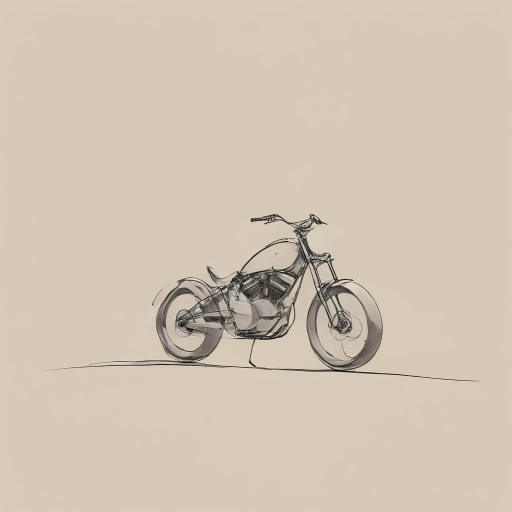 <lora:The_Line:1> style simple drawing of a motorbike, bicycle, highly detailed, 8k, sharp, professional, clear, high contrast, high saturated, , vivid deep blacks, crystal clear <lora:BikeMaker_2_XL:1>