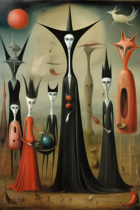 <lora:Leonora Carrington Style:1>Leonora Carrington Style - her name is like perfume poured out and her nose never deteriorates in the style of leonora carrington