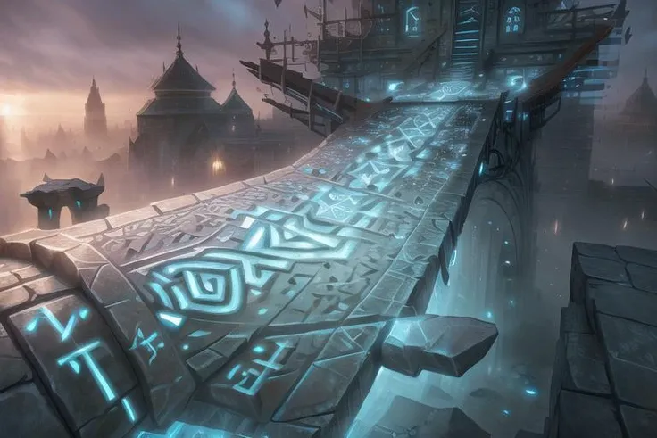 <lora:glowingrunesai_v10:1> glowingrunesai, (realistic:1.5), extremely detailed, hyper detailed, soft lighting, detailed background, extreme detail background, sharp details, landscape, city, stone, ancient