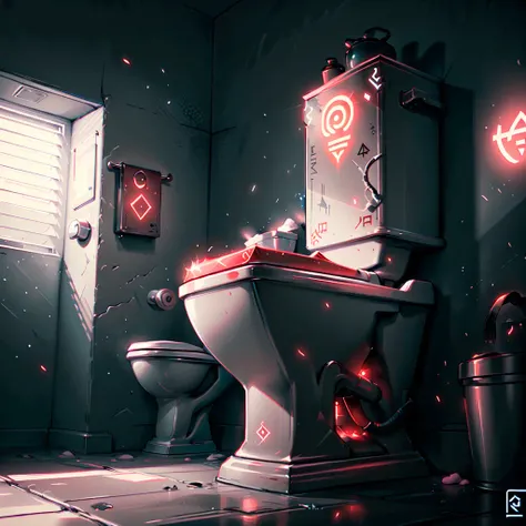 <lora:GlowingRunesAIV6:.8>, GlowingRunesAIV2_red  wc, toilet