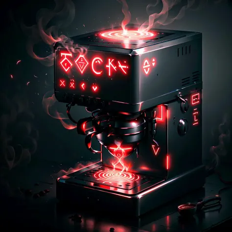 <lora:GlowingRunesAIV6:.8>, GlowingRunesAIV2_red coffee machine