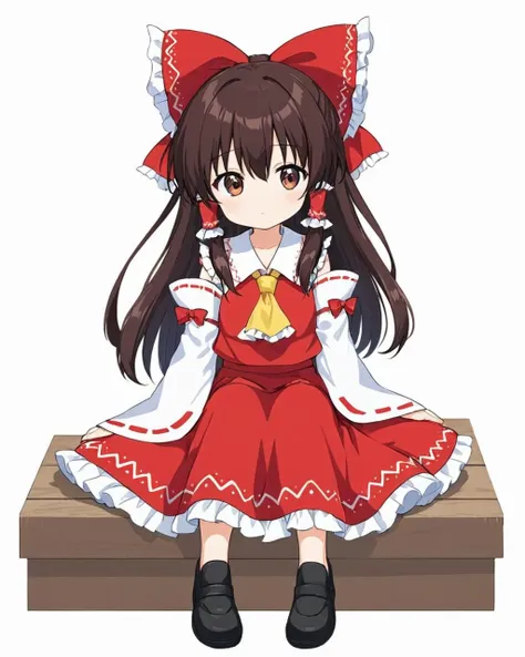 hakurei reimu,1girl, solo, white_background, hair_tubes, detached_sleeves, red_bow, simple_background, yellow_ascot, hair_bow, sitting, ribbon-trimmed_sleeves, character_doll, black_footwear, closed_mouth, wide_sleeves, frilled_bow, skirt, doll, red_dress, sidelocks, white_sleeves, full_body, jitome, white_collar
<lora:hakurei_reimu_image6409_2023-12-06-000004:1>,star-shaped_pupils,symbol-shaped_pupils,. gorgeous,key visual, vibrant, studio anime,award-winning, professional, highly detailed,high budget, cinemascope