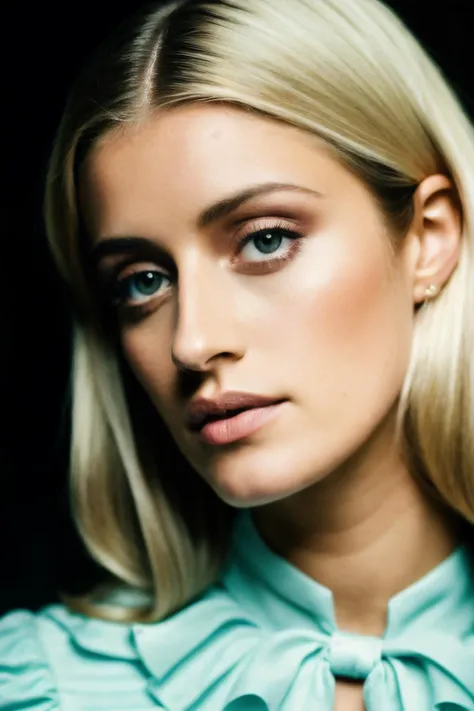 photoshoot of anc , (blonde hair), detailed skin texture, (blush:0.2), (goosebumps:0.3), (light blue dress), subsurface scattering, Photorealistic, Hyperrealistic, Hyperdetailed, analog style, hip cocked, demure, detailed skin, matte skin, soft lighting, subsurface scattering, realistic, heavy shadow, masterpiece, best quality, ultra realistic, 8k, golden ratio, Intricate, High Detail, film photography, soft focus, <lyco:AnyaC-RealVision-V1.0:1.0>