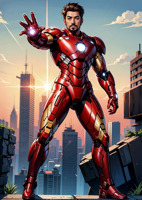 A iron man in the style of b1nk