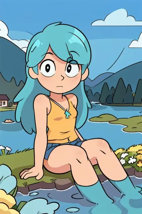 short hair girl lying on the grass. She is naked. She is having sex with her boyfriend. A boy with a blue head. Your dick is small and thin