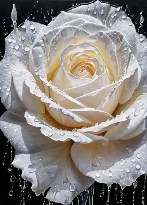 (Abstract acrylic painting: 1.5), translucent (bleeding:1.2) white rose, water drops, flowing, detailed, simple black background, <lora:sdxl_glass:0.6>, (total 32 bits), (brush strokes: 0.6), medium Contrast, (paint drops:0.5), strong, (dripping paint0.5), (splatters:0.5), (dramatic:0.4), (photorealistic:0.2)
