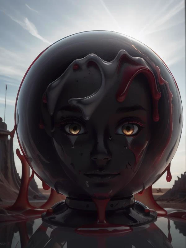 Slimy girl against a wasteland background, (best quality:1.5) 1girl, <lora:slimegirls:0.8> slime, goo, <lora:Muf:0.8> MUF, teenage girl, belle, pretty face, (detailed drawn face)++, (correct eyes)++, focus on face, (correct hands, correct fingers, perfectly drawn eyes and hands), (short two-toned hair, black and red hair)+, correct proportions, far shot, top view, full body showing, epic wasteland dump scenery, <lora:GelatinTech:0.3> <lora:lora_perfecteyes_v1_from_v1_160:0.3> photo of perfecteyes eyes, perfecteyes eyes <lora:epiCRealismHelper:0.3> <lora:GoodHands-vanilla:0.8> <lora:zoom_slider_v1:-2> <lora:model_full_body_v1:0.3> MFBP1 <lora:CheeseOnTopStyle:0.8> CheeseOnTopStyle, acid cheese, <lora:glasssculpture_v8:0.3> glasssculpture , translucent, transparent, reflection,