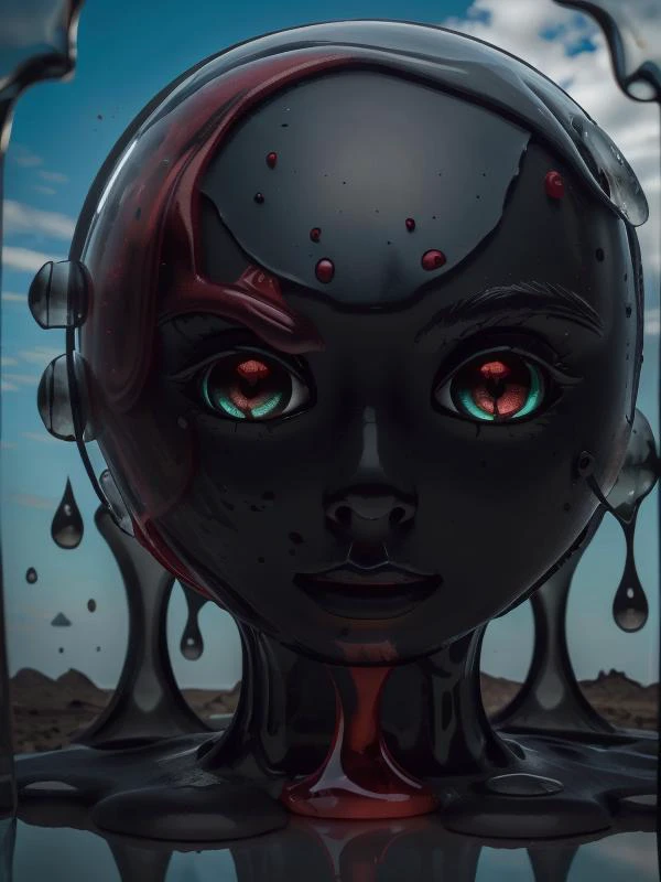 Slimy girl against a wasteland background, (best quality:1.5) 1girl, <lora:slimegirls:0.8> slime, goo, <lora:Muf:0.8> MUF, teenage girl, belle, pretty face, (detailed drawn face)++, (correct eyes)++, focus on face, (correct hands, correct fingers, perfectly drawn eyes and hands), (short two-toned hair, black and red hair)+, correct proportions, far shot, top view, full body showing, epic wasteland dump scenery, <lora:GelatinTech:0.3> <lora:lora_perfecteyes_v1_from_v1_160:0.3> photo of perfecteyes eyes, perfecteyes eyes <lora:epiCRealismHelper:0.3> <lora:GoodHands-vanilla:0.8> <lora:zoom_slider_v1:-2> <lora:model_full_body_v1:0.3> MFBP1 <lora:CheeseOnTopStyle:0.8> CheeseOnTopStyle, acid cheese, <lora:glasssculpture_v8:0.3> glasssculpture , translucent, transparent, reflection, bubbles inside