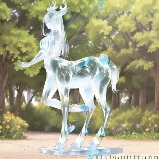 ((best quality)), ((highly detailed)), masterpiece, ((official art)), (detailed eyes, deep eyes), (1girl:1.33, solo), -((deer girl)), deer ears, deer tail, large deer antlers, body fur, <lora:glassSculptures_v05SomeDallEWatermarks:1>, full body, transparent, translucent, glass sculpture