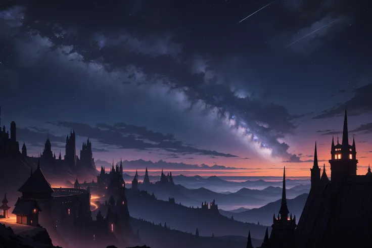 night sky with horizon, fantasy