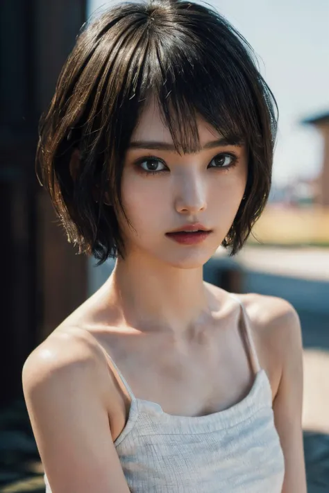 (masterpiece, best quality, beautiful quality, photorealistic, detailed lighting, extremely detailed skin, extremely detailed hair, shadows, 8k, a picture of a woman, short hair, upper body, 1girl, fcPortrait:1.2), <lora:add_detail:1>, <lora:yamamotosayaka_lora-06:0.9:MY>, yamamotosayaka