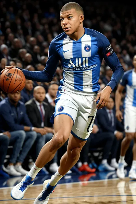 mbappe, a man playing basketball <lora:mbappe:1>